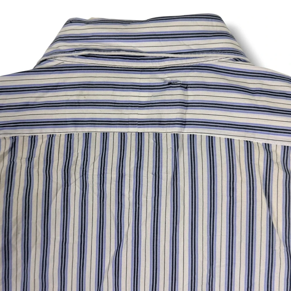 Vintage Polo Ralph Lauren‎ Andrew Button Down Men 16 Large Blue Stripe Poplin